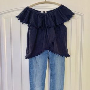 Gap Girls Short Sleeve Navy Blue Top, Small (6-7)